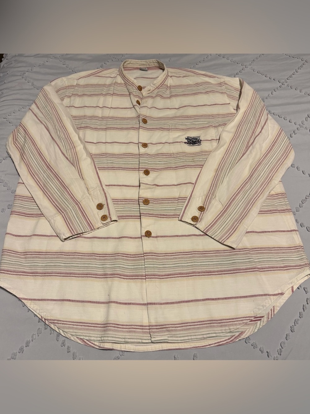 VTG 90s Marithe Francois Girbaud Striped Mandarin Collar Shirt